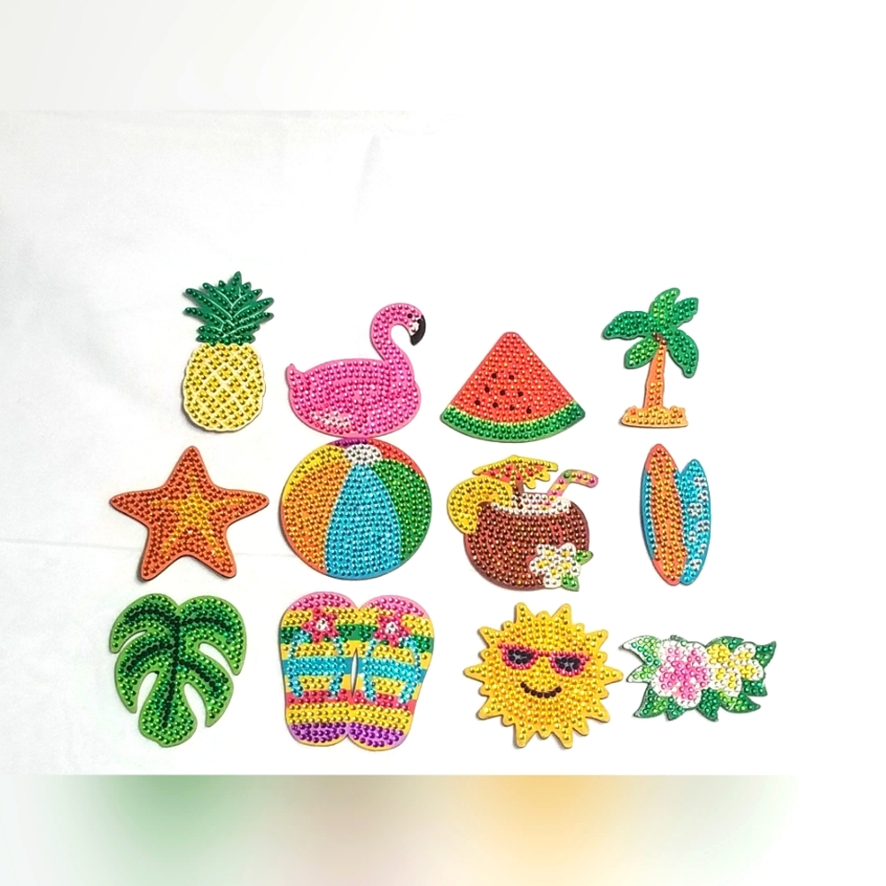 Set Of 12 Magnets Summer Theme Diamond Dotz
